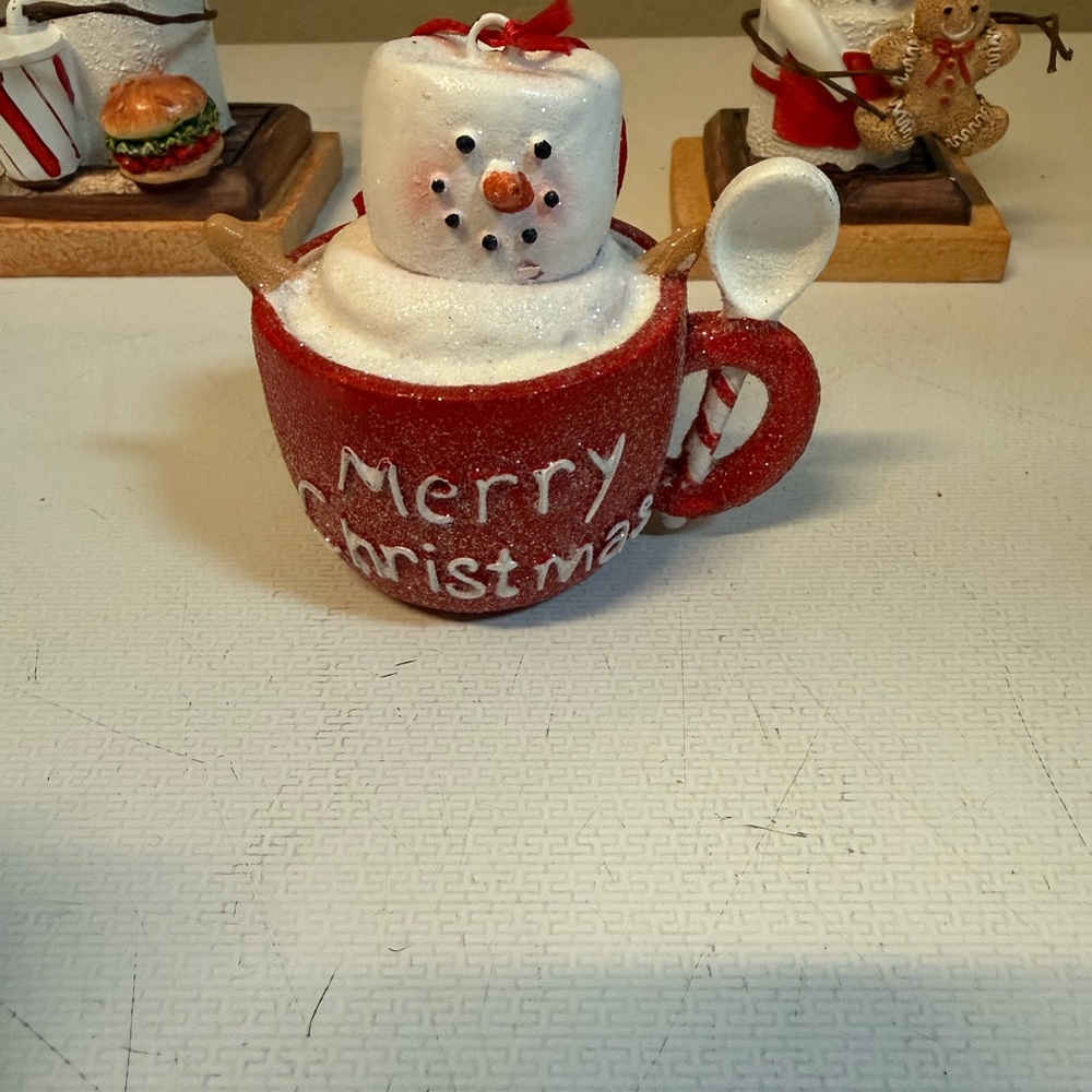 Bundle of 6 Snowman Marshmallow Christmas Ornaments - Picture 6 of 9